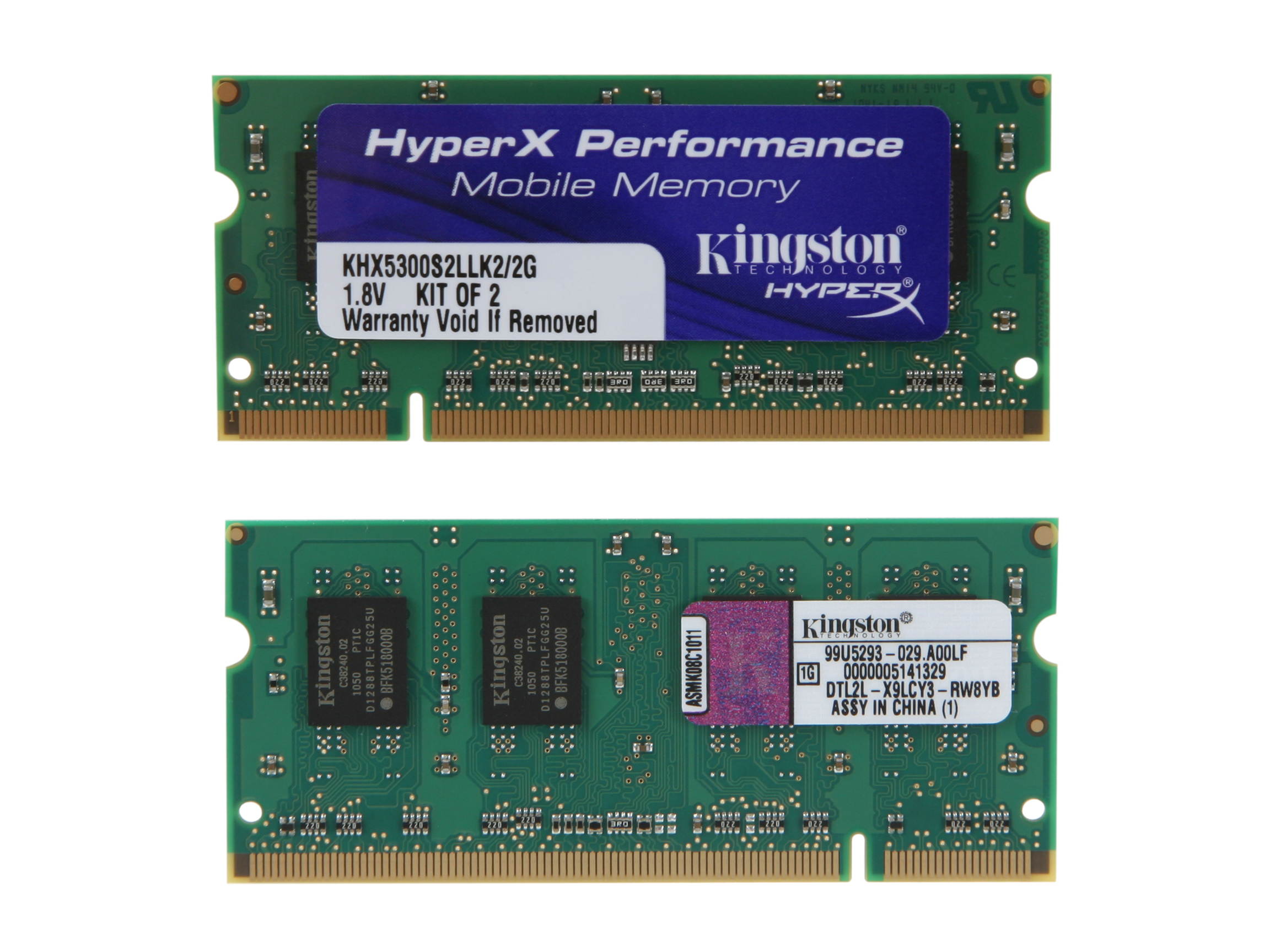 HyperX 2GB (2 x 1GB) 200-Pin DDR2 SO-DIMM DDR2 667 (PC2 5300) Dual Channel Kit Laptop Memory Model KHX5300S2LLK2/2G