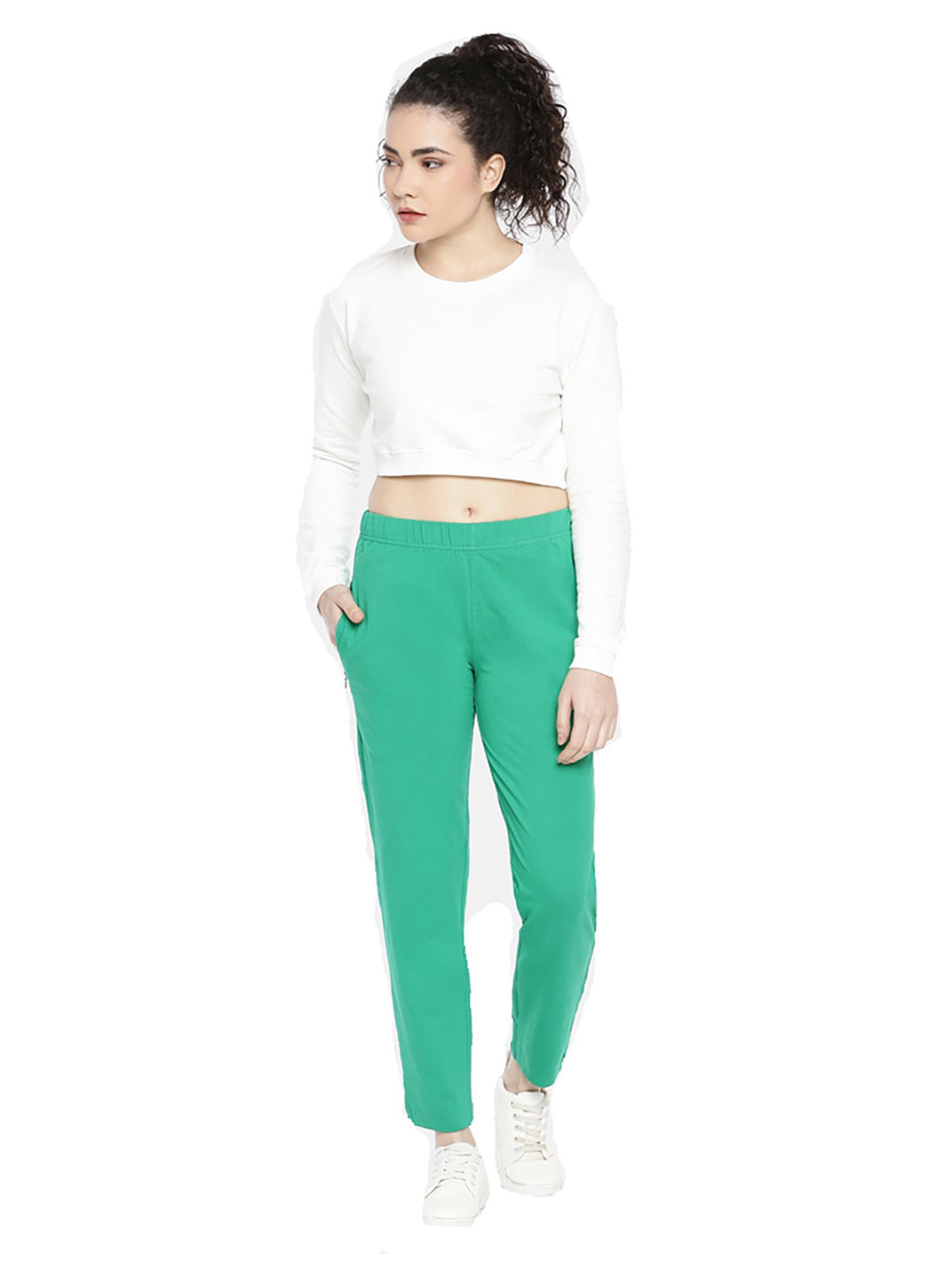 Dollar Missy Rani Pink & Forest Green Regular Fit Cigarette Trousers (Pack  of 2)