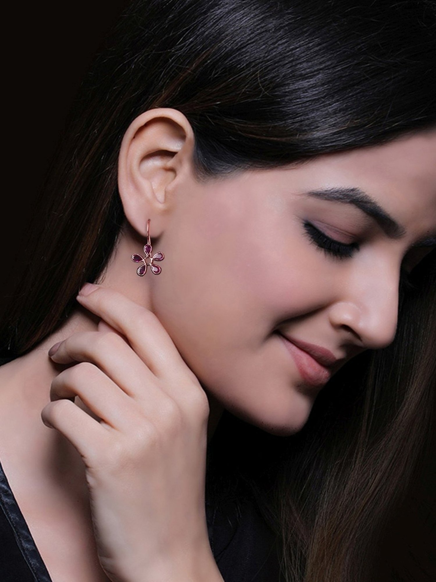 GIVA 92.5 Sterling Silver Golden Cherry Blossom Earrings for Women