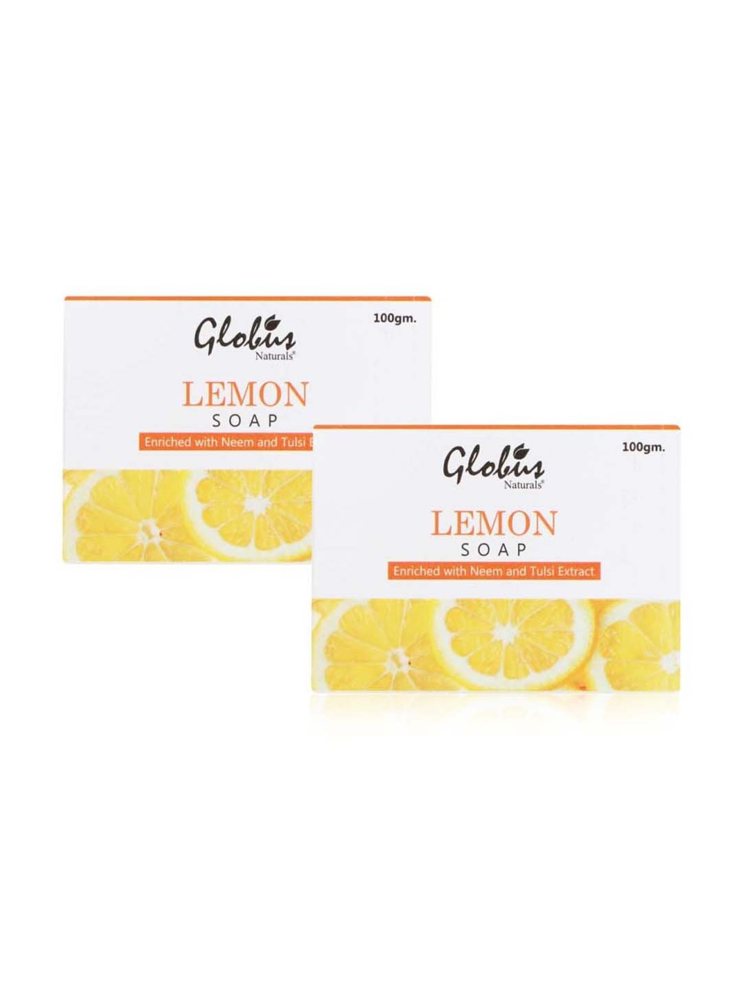 Globus Naturals Lemon Soap Enriched with Neem & Tulsi Extract - 100 gm (Pack of 2)