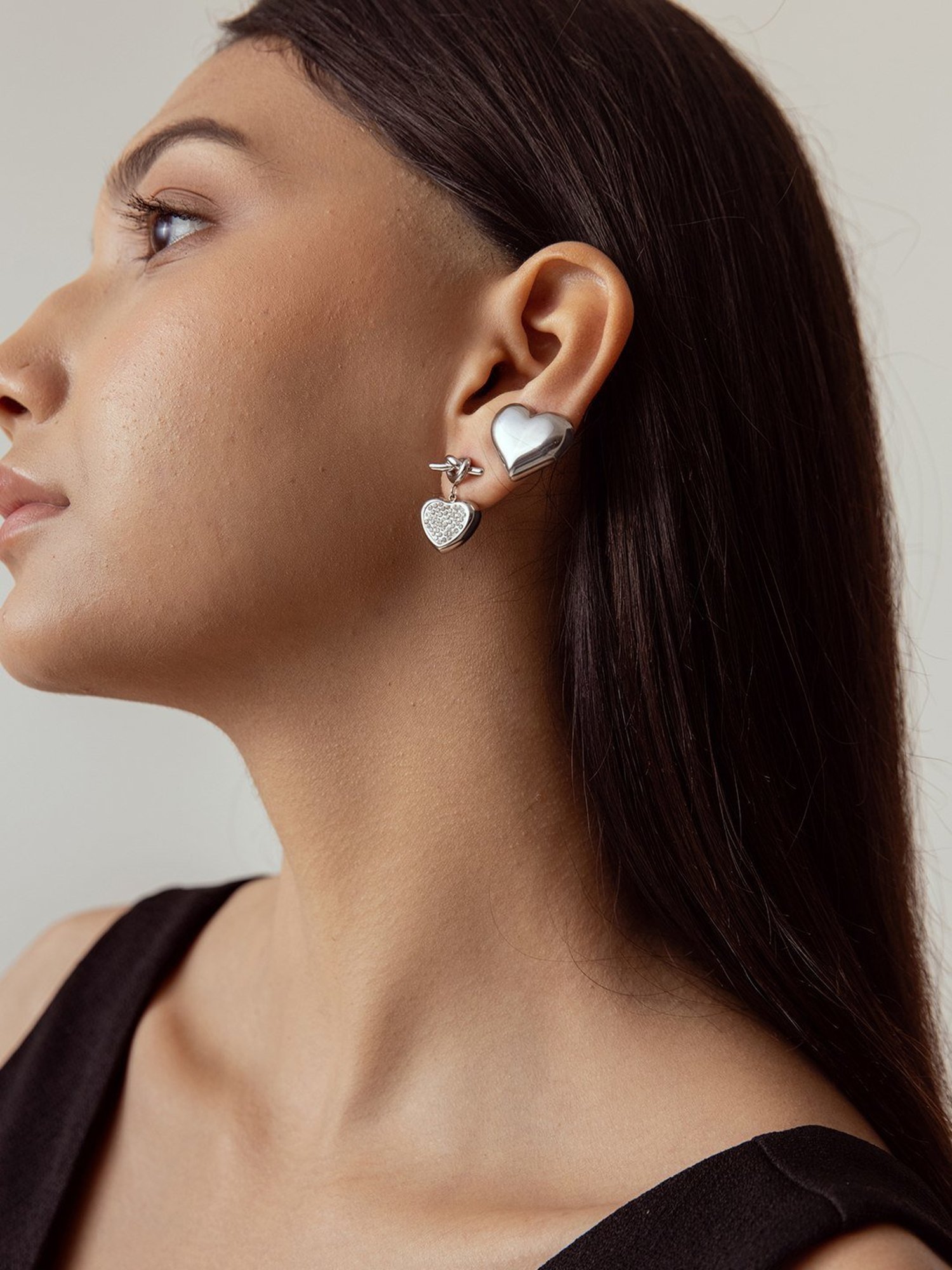 Perfectly Average Heart Shaped Studs Silver