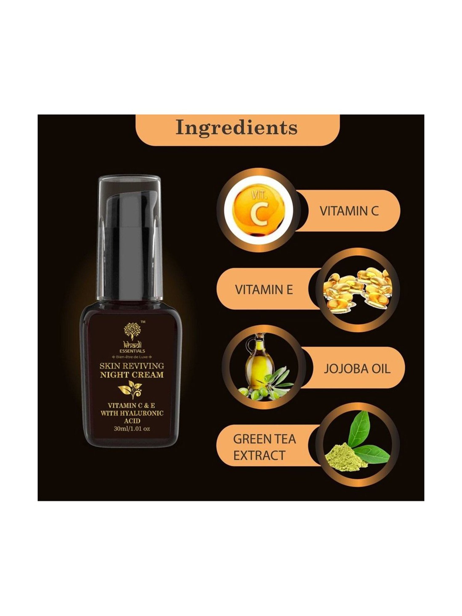 Khadi Essentials Vitamin C & E Skin Reviving Night Cream - 30 ml