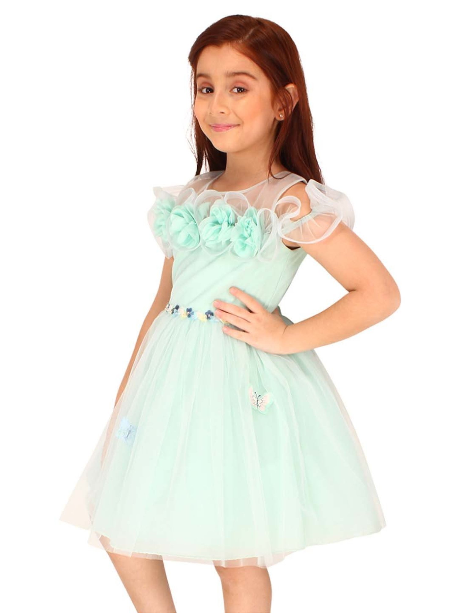 Cutecumber Kids Green Applique Dress