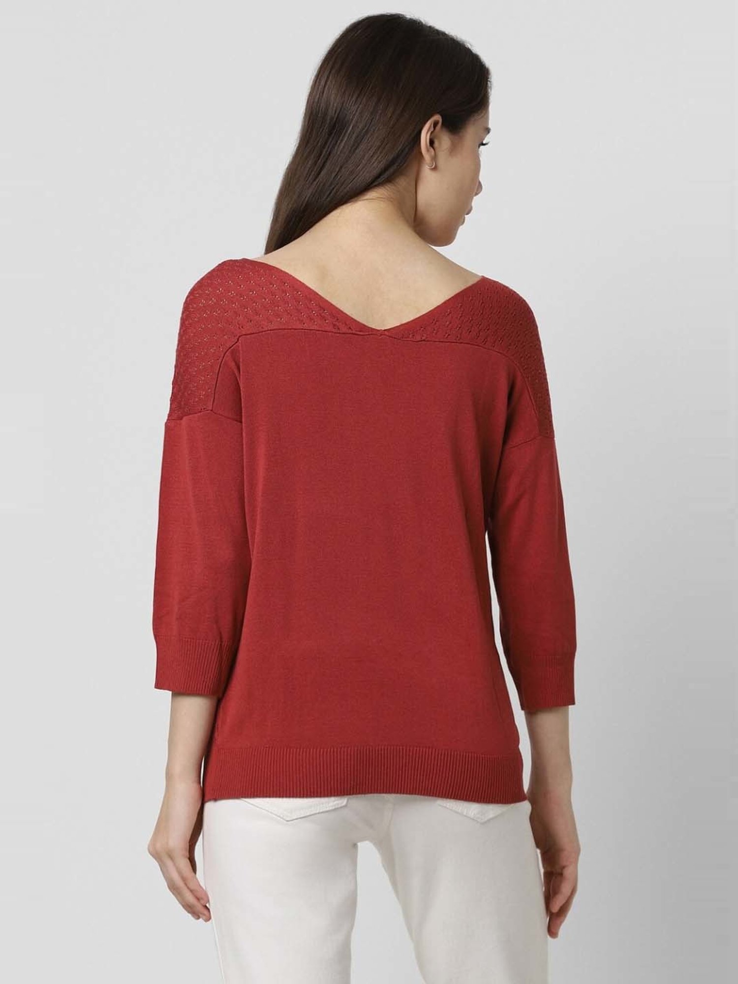 Van Heusen Red Self Pattern Sweater