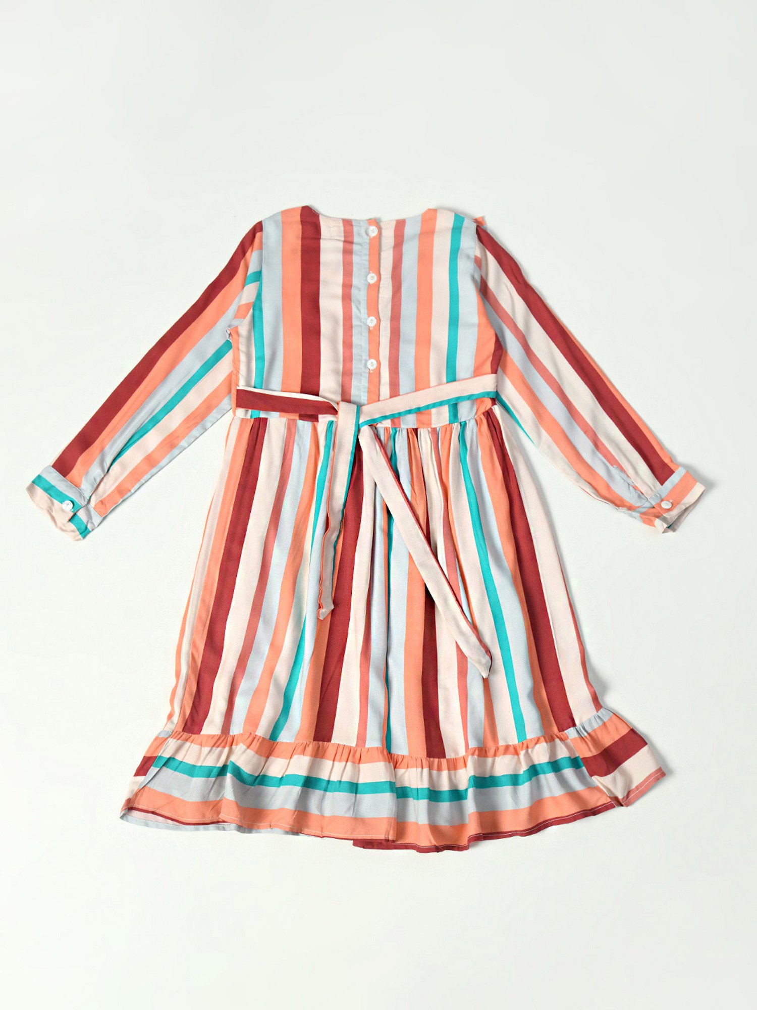 Bella Moda Kids Multicolor Striped Full Sleeves Fit & Flare Dress