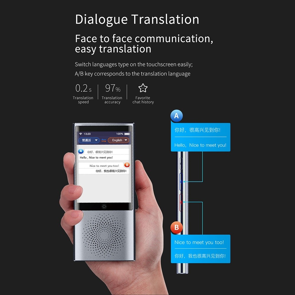 boeleo W1 Portable AI Translator Device with 2.8 Inch HD Touchscreen 4G/WiFi/Hotspot/Offline Support 77 Languages Two Way Real Time Voice Translation for Learning Travel Shopping Business