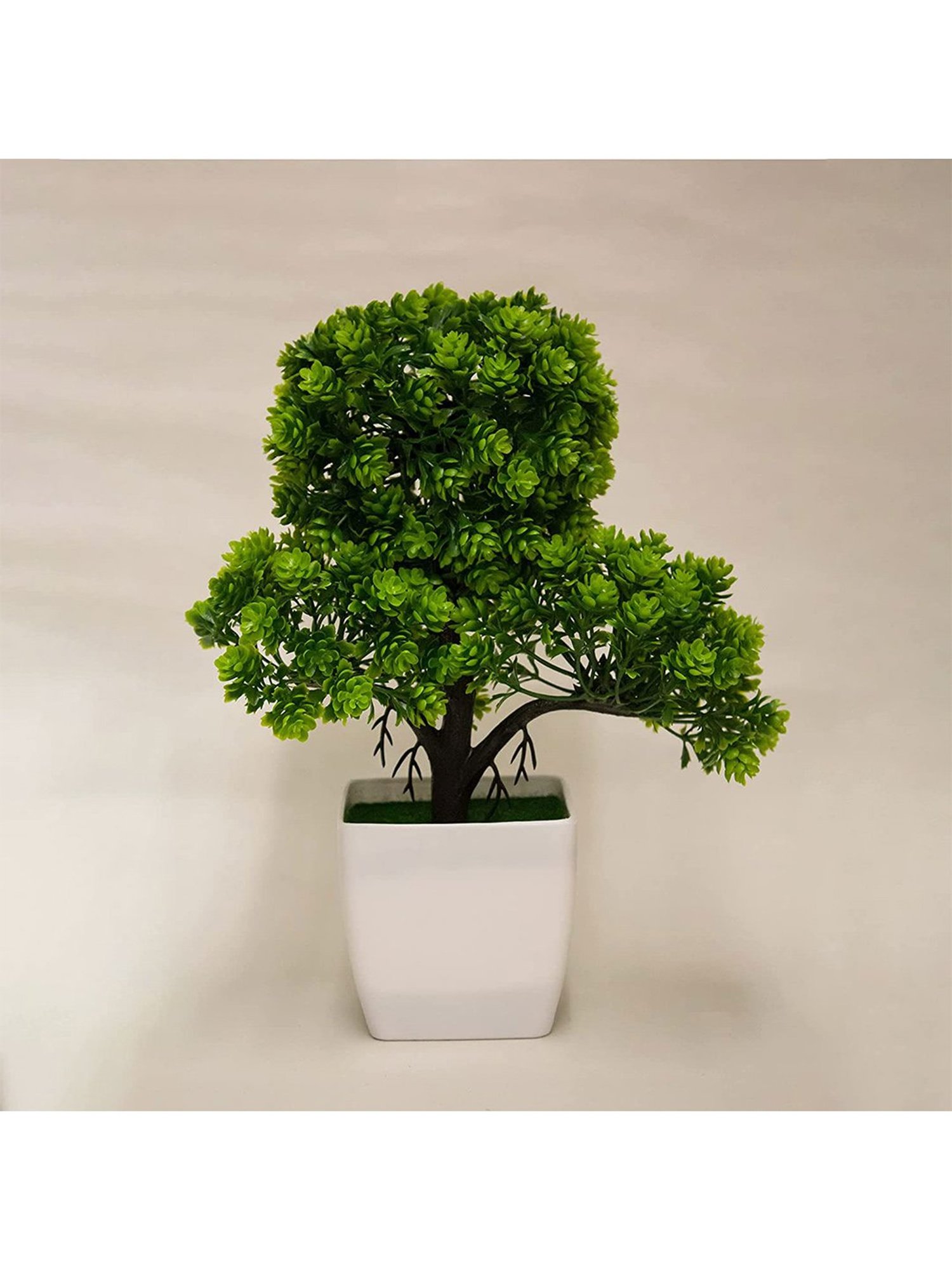 Amflix Green Artificial Bonsai Plant With Pot
