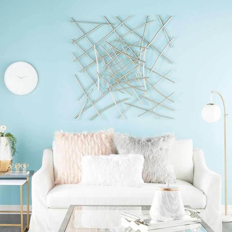 48" x 48" Modern Geometric Metal Wall Decor Gray - Olivia & May