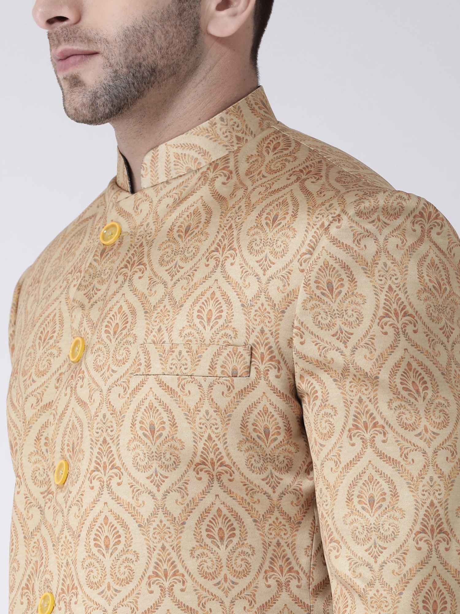 Hangup Cream Regular Fit Ethnic Blazer