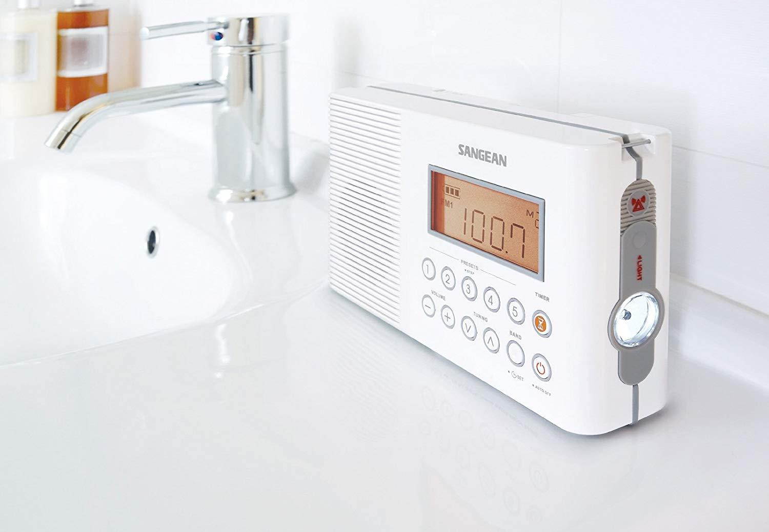 Sangean H201 Portable AM/FM/Weather Alert Digital Tuning Waterproof Shower Radio