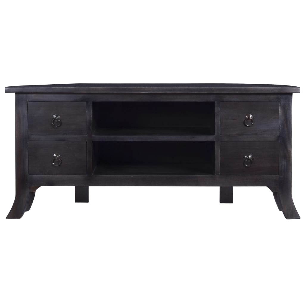 vidaXL Solid Mahogany Wood TV Cabinet Light Black Coffee Stand Unit Hifi Side