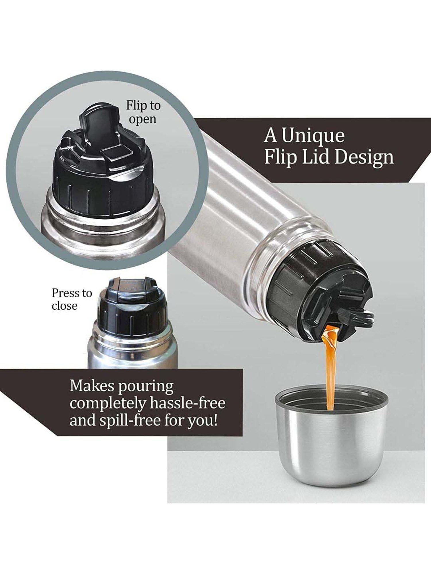 Milton Silver Stainless Steel Thermal Flask (350 ml) - Set of 1