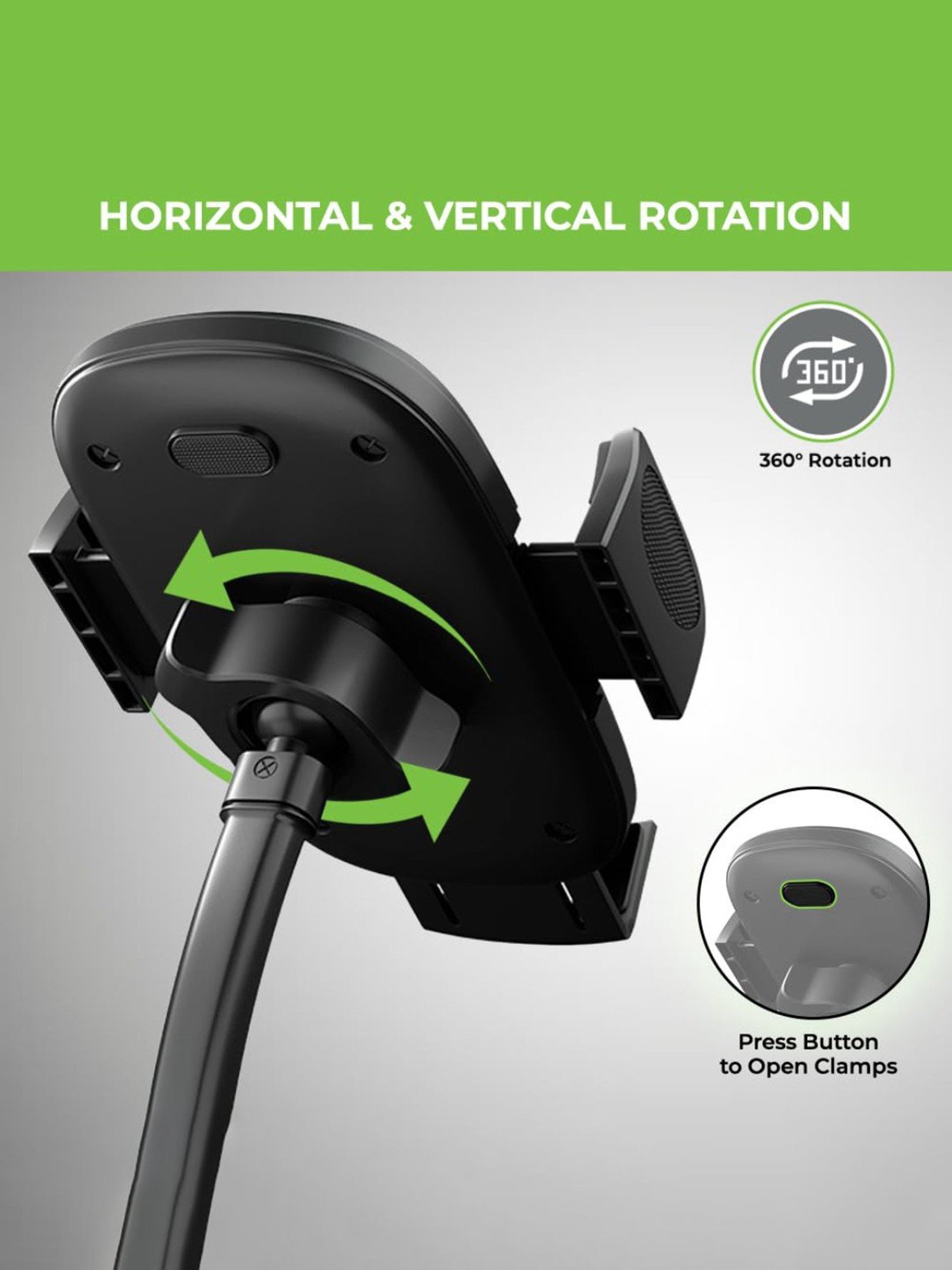 ULTRAPROLINK UM1167 Drive Safe, Universal Adjustable Holder Car Mount for All Smartphones (Black)