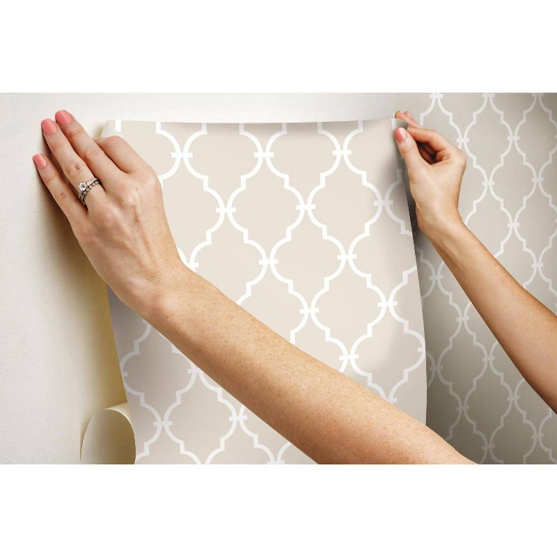RoomMates 28.2" Modern Trellis P&S Wallpaper Beige