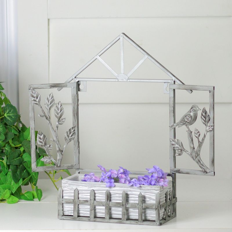 HC Companies 12-Inch Outdoor Plastic Deck Flower Planter Box, Chocolate (2 Pack)