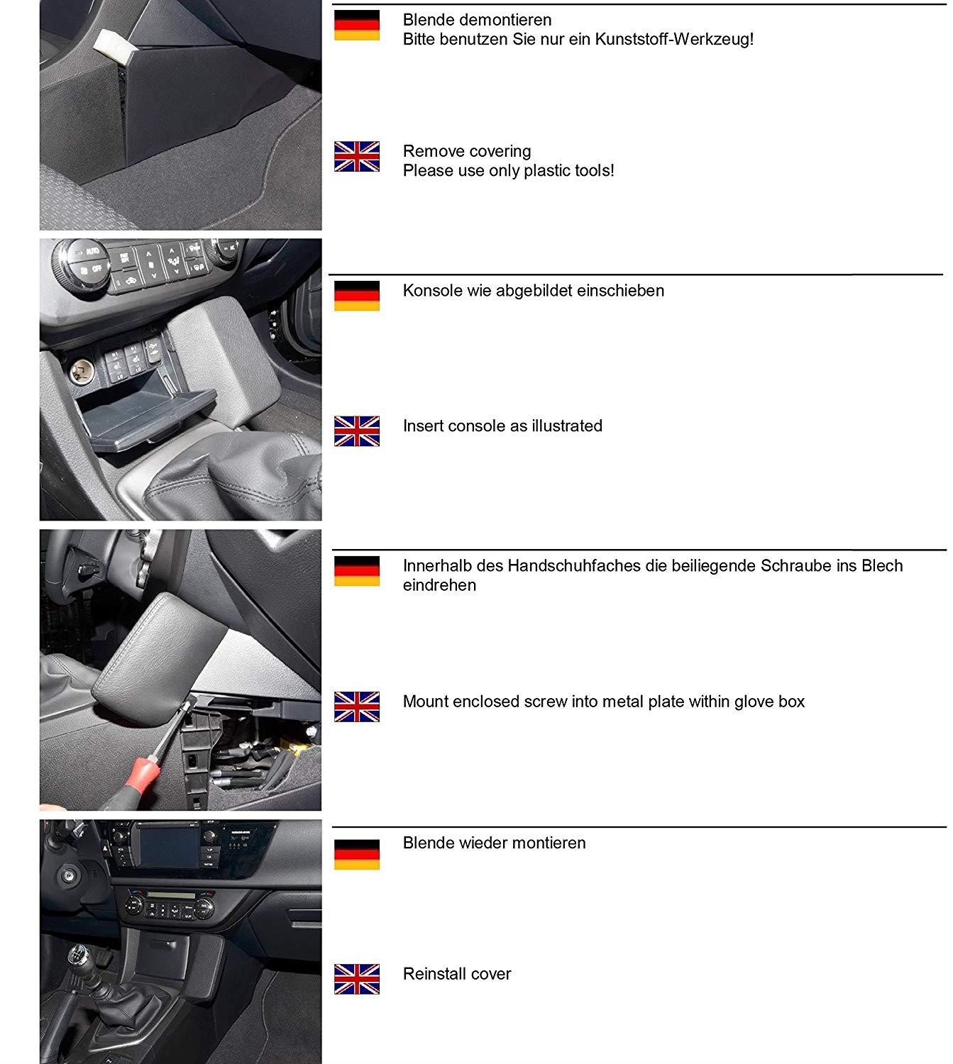 Kuda 1595 Leather Mount Black Compatible with Toyota Corolla (E170) (Since 2014)