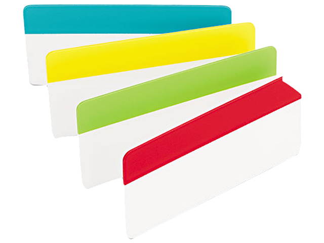Durable File Tabs, 3 x 1 1/2, Solid, Assorted Primary Colors, 24/PK
