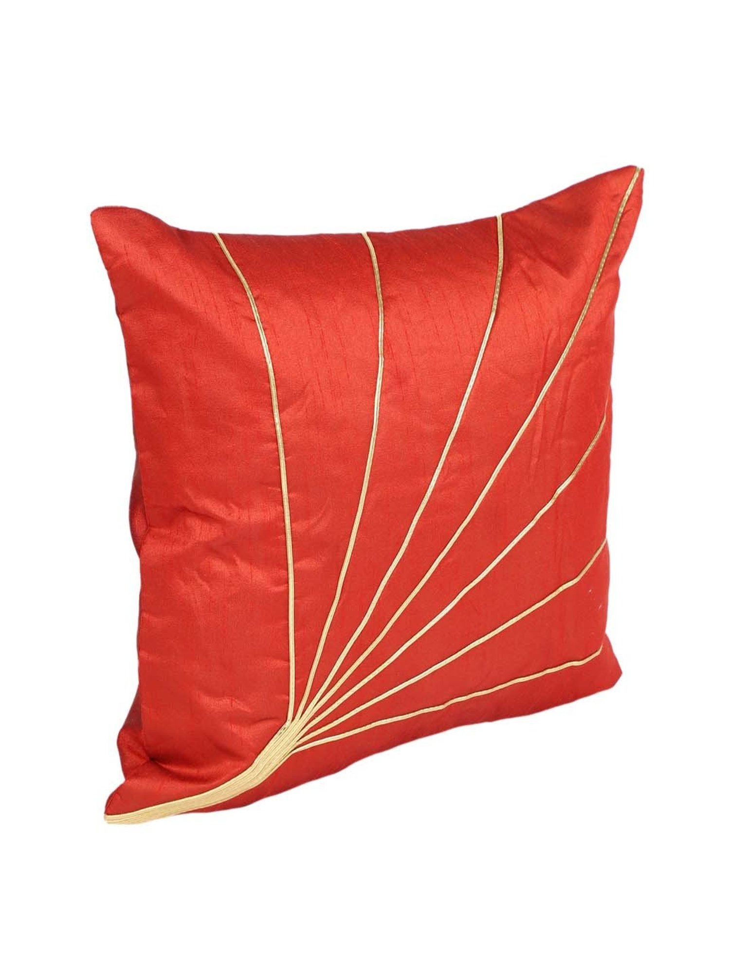 MFD HOME Furnishing Red Polyester Cushion Cover - Set of 1