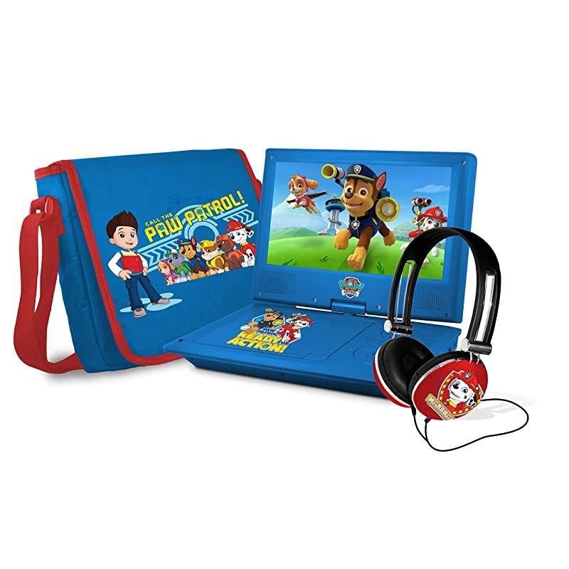Nickelodeons Paw Patrol Theme 7Inch Portable DVD Player with Headphones and Travel Bag Blue