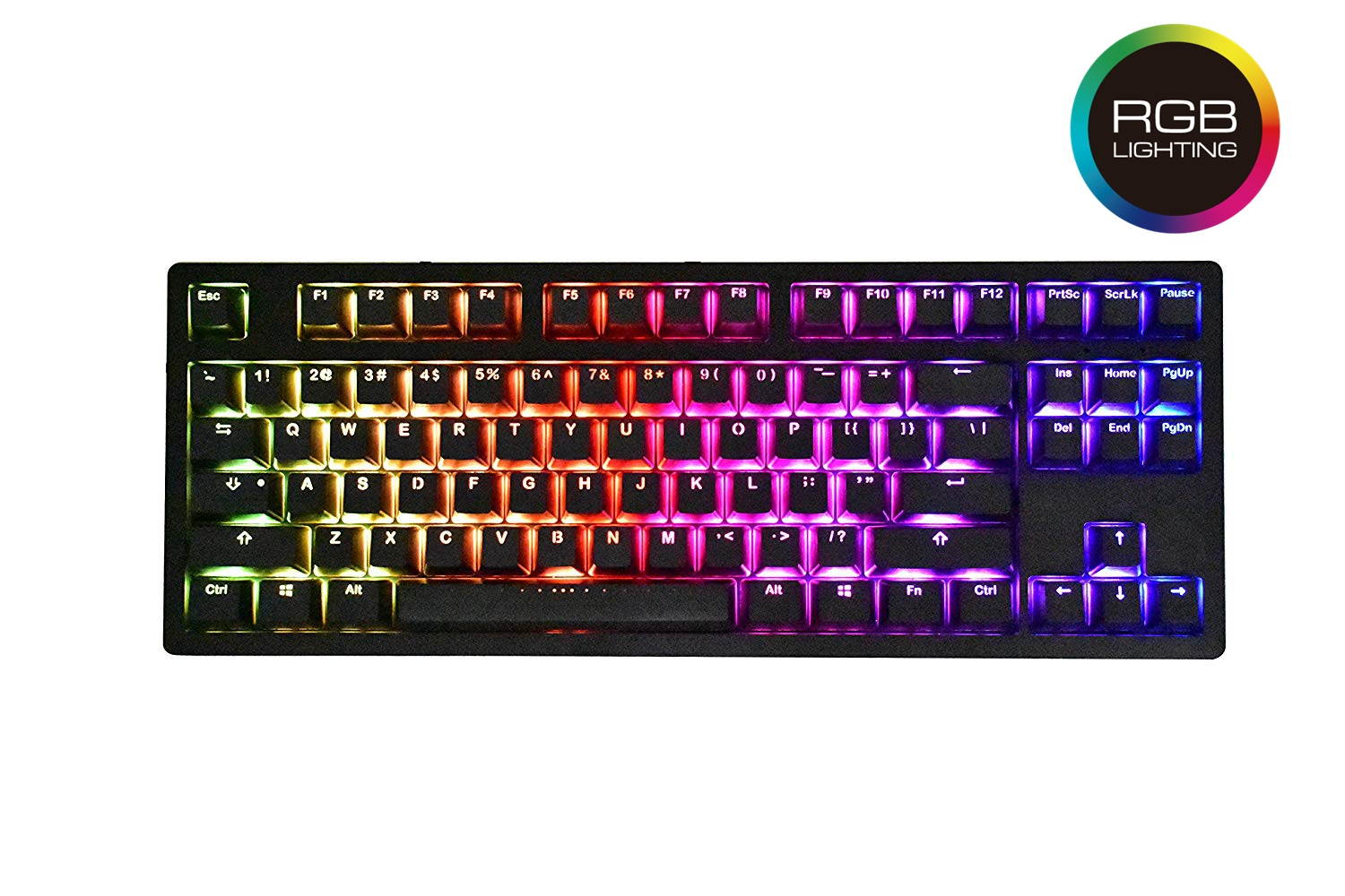 iKBC F87 RGB TKL Mechanical Keyboard with Cherry MX Brown Switch, Black PBT Double Shot Keycap