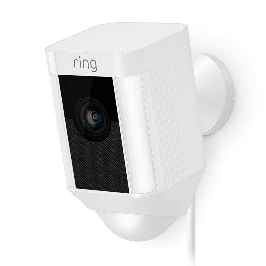 Ring Spotlight Outdoor Security Camera, 8SH1P7-WEN0, Wired, White