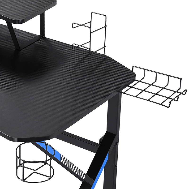 Gaming Desk 39 Inch Computer Desk Gaming Table K Shaped Pc Gaming Workstation Home Office Desk with Headphone/CD Holder, Gaming Controller Rack, K01