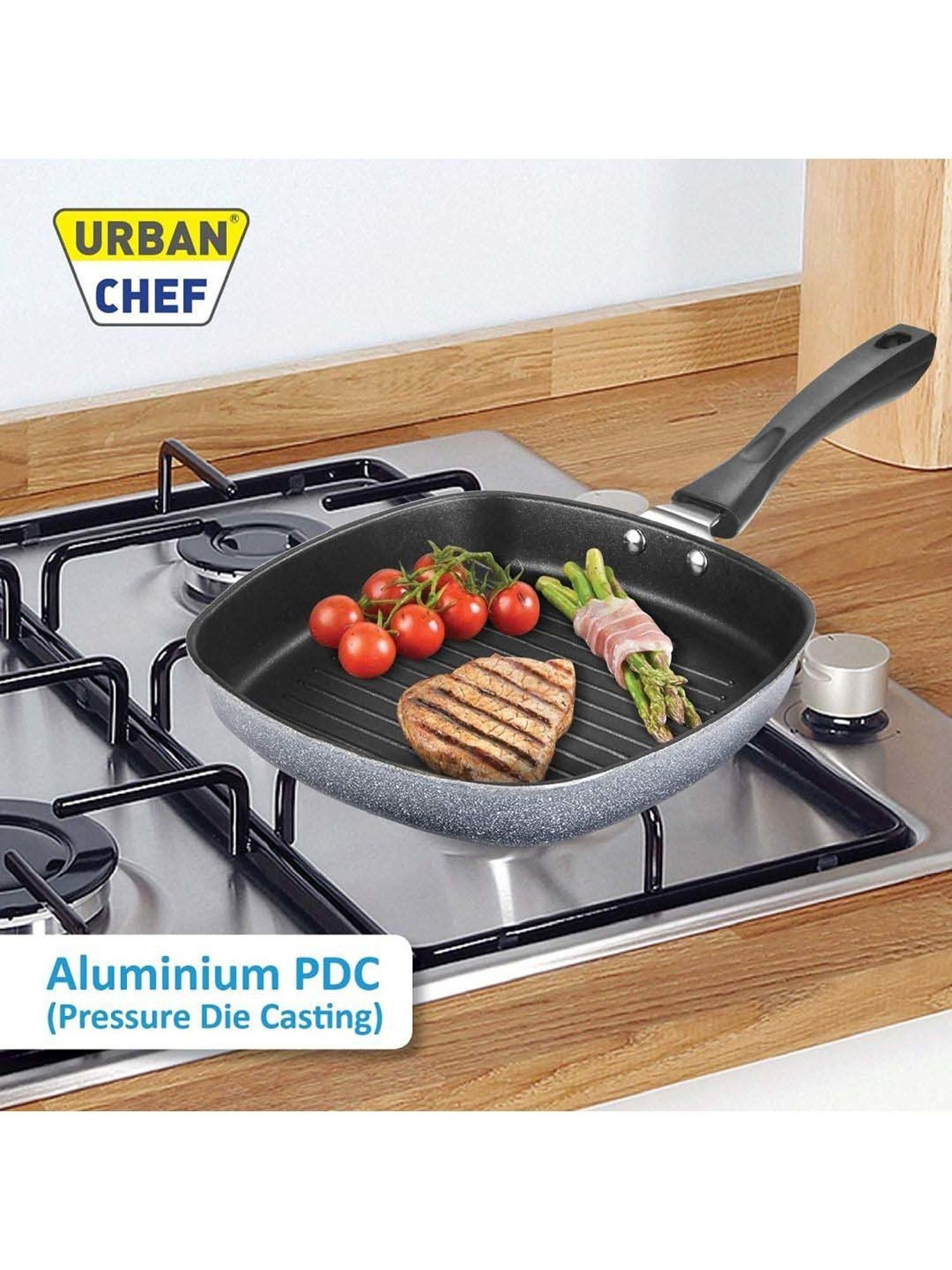 Urban Chef Black Cast Iron Die Cast Grill Pan