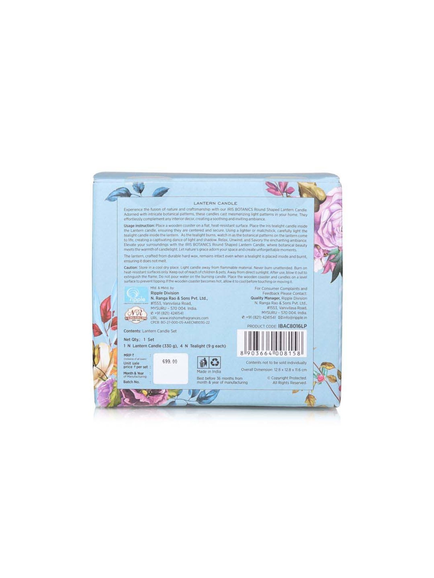 IRIS Multicolour Botanics Lilac & Peony Fragrance Lantern Candle