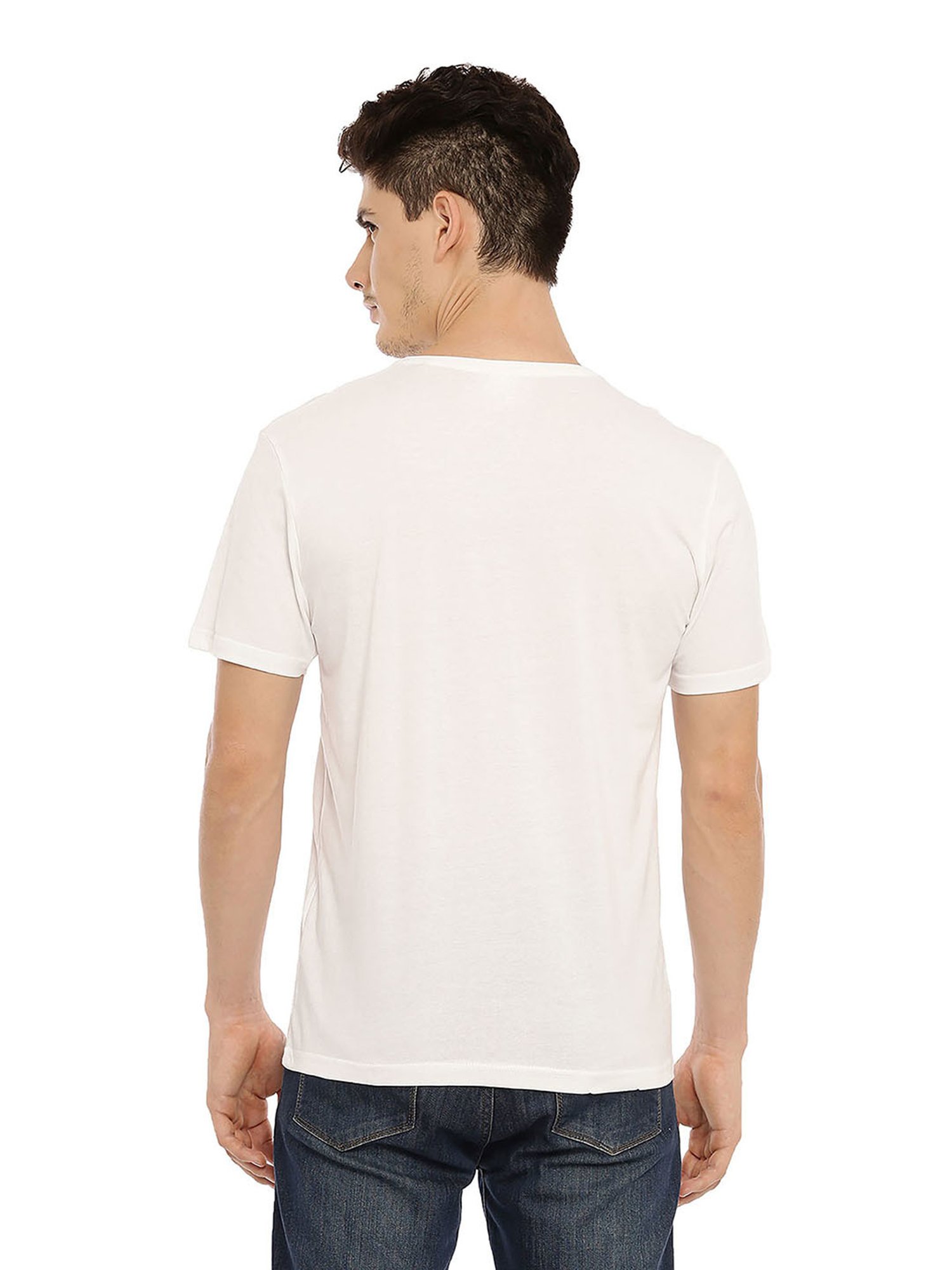 BLACK RADIO White Slim Fit Printed Cotton Crew T-Shirt