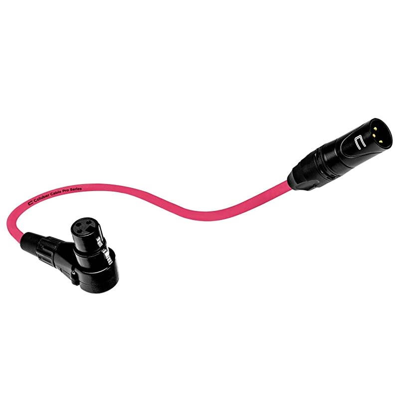 XLR Cable Male to Right Angle Female - 100 Feet Pink - Pro 3-Pin Microphone Connector for Powered Speakers, Audio Interface or Mixer for Live Performance & Recording