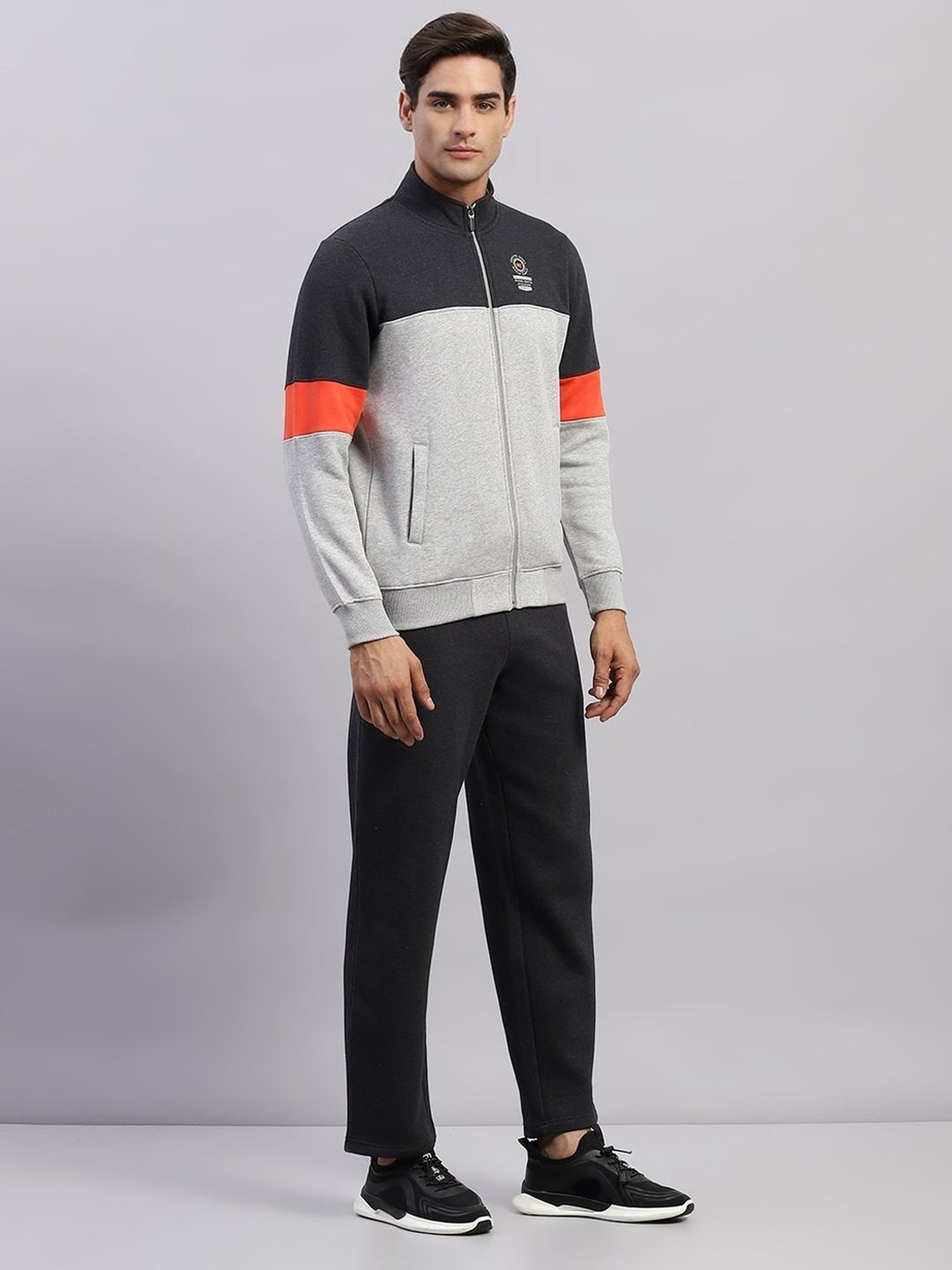 Monte Carlo Dark Grey Regular Fit Colour Block Tracksuit