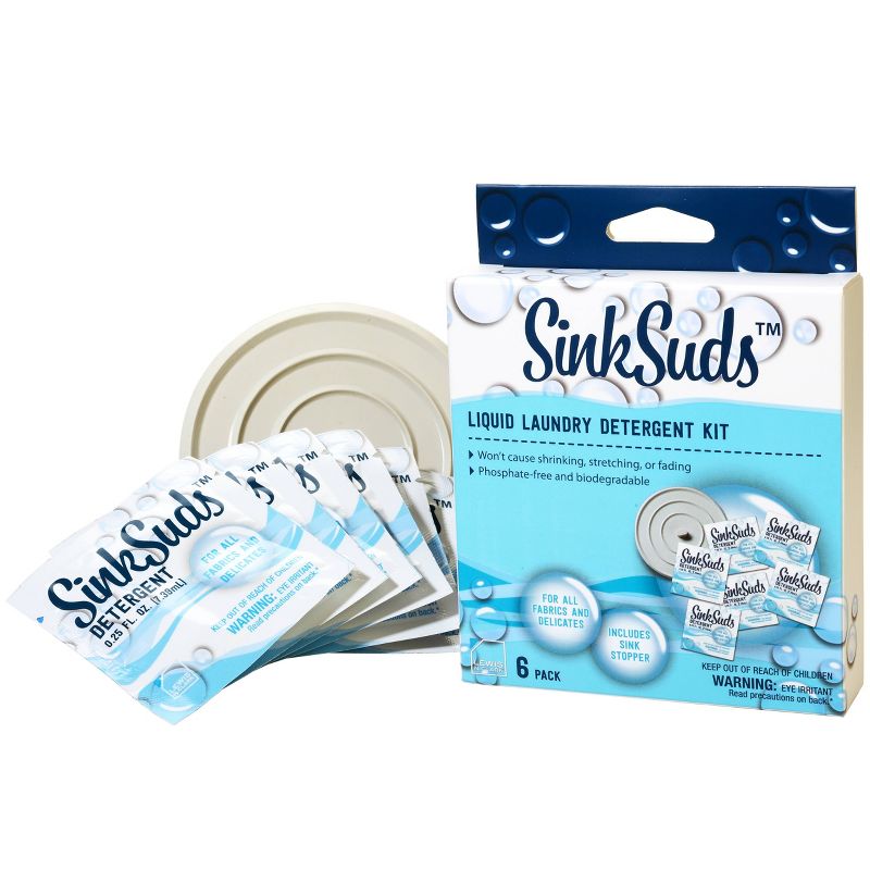 Lewis N. Clark SinkSuds 6pk Liquid Laundry Detergent Kit with Sink Stopper