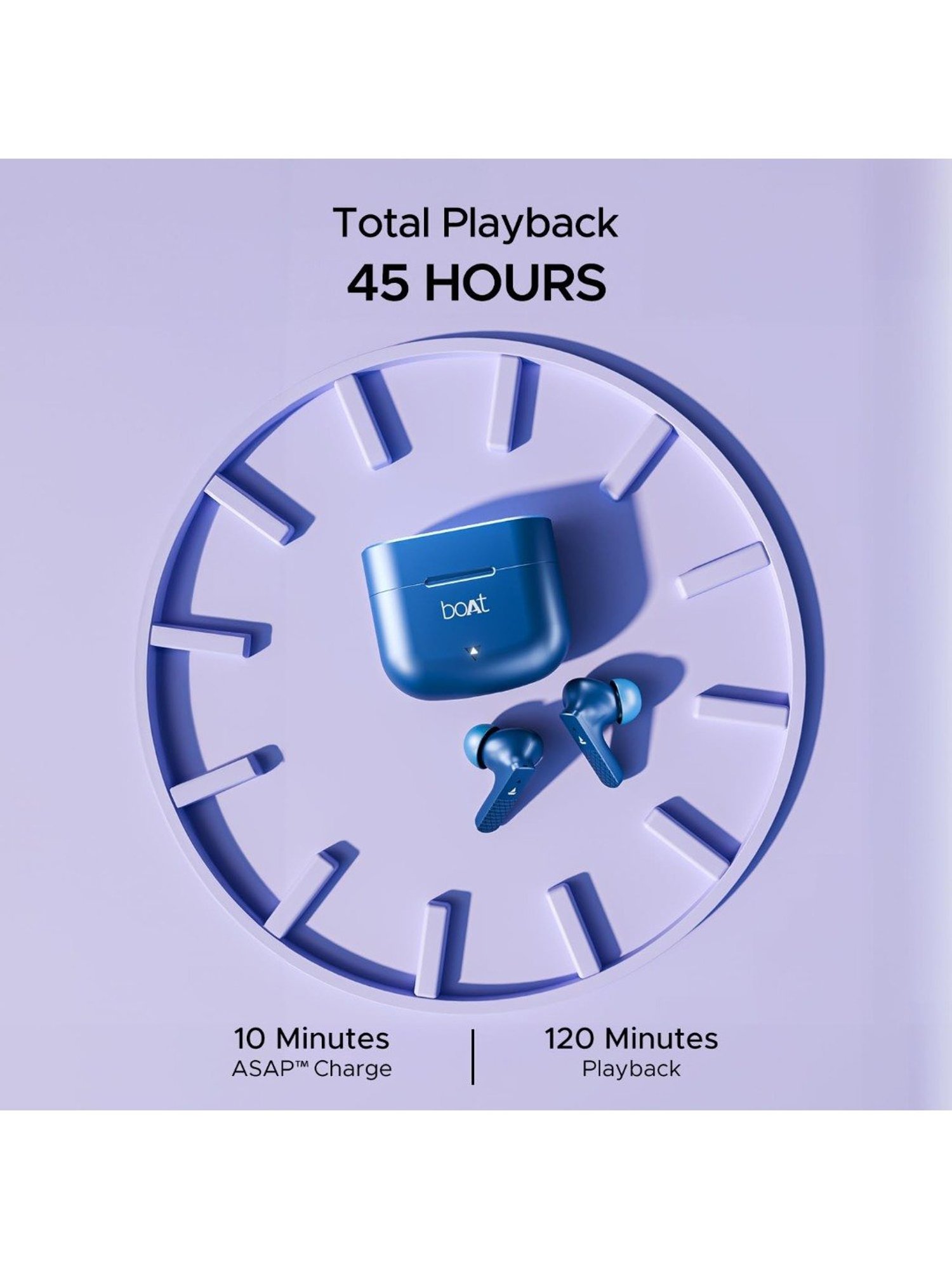 Boat Airdopes 91 Bluetooth Earbuds with Dual Mics, 45 hrs Playtime (Starry Blue, True Wireless)