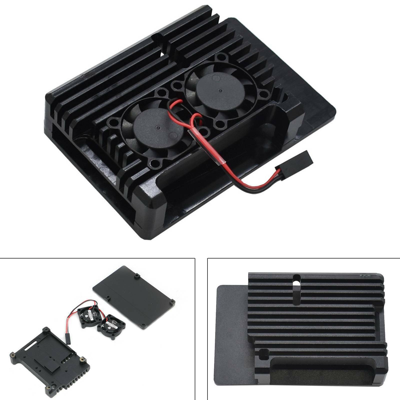 2 x Kuhlkorper Gehause aus Aluminium 2 Lufter Fan fur Raspberry Pi 3 B+