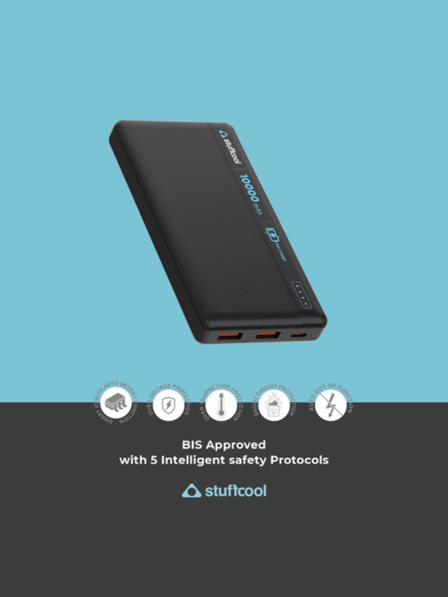 Stuffcool Major 10000mAH 20W PD Powerbank (Black)