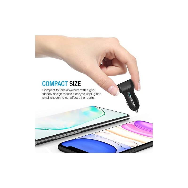 Car Charger with SmartUSB Port 48A24W Black Charger Adapter for iPhone 12 11 Pro MaxXS MaxXRXSX87PlusGalaxy S20 UltraS10S10+S10eNoteLGiPad ProAir 2MiniHuawei MotoPixel