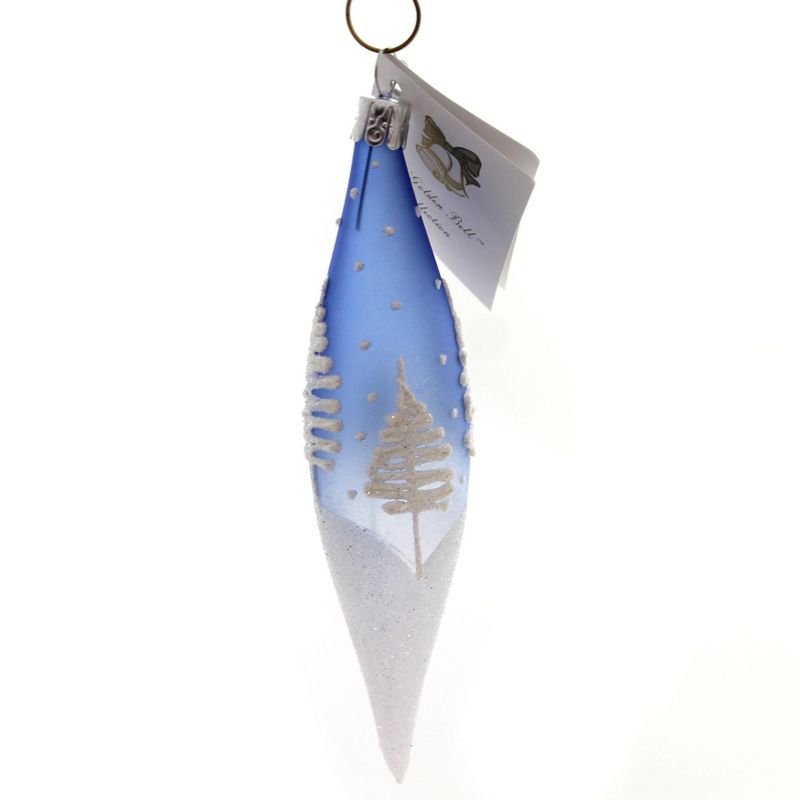 Golden Bell Collection 5.25" Blue Teardrop With Trees Ornament Snowy Woods  -  Tree Ornaments