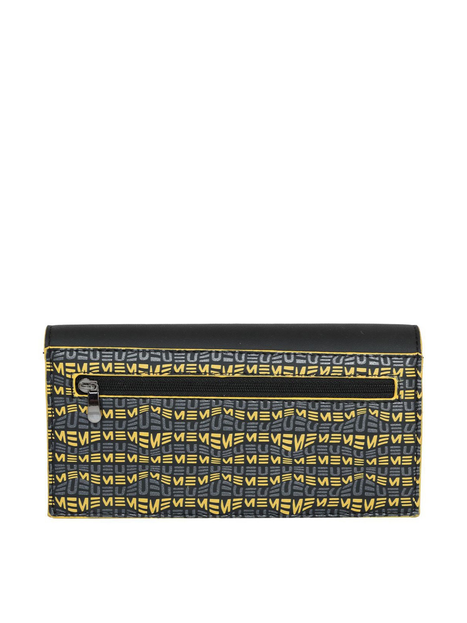 Eume Dragonfly Black Leather Printed Wallet