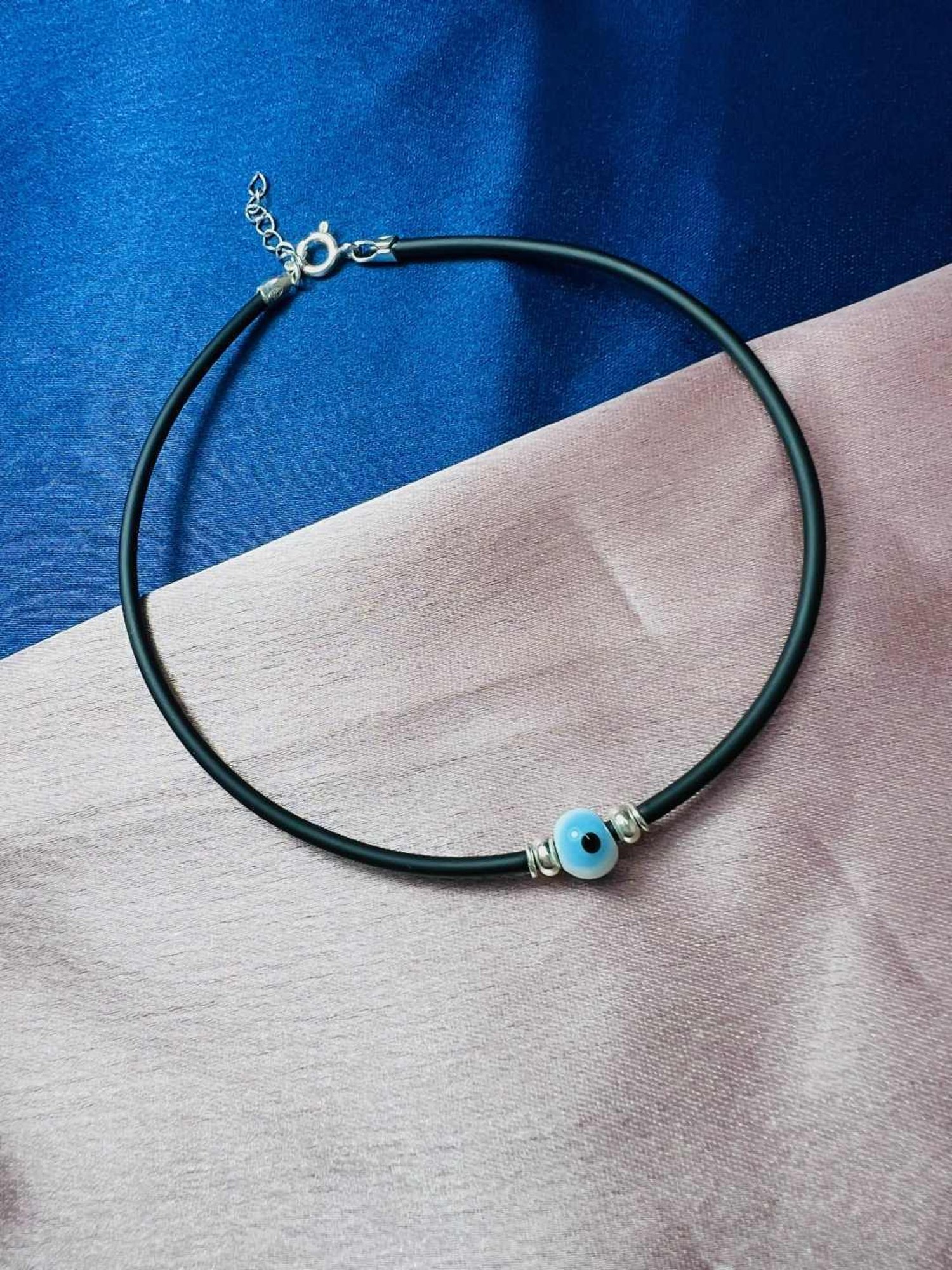 Arte Jewels 925 Sterling Silver Black Beads Evil Eye Anklet for Women & Girls (Single Anklet)