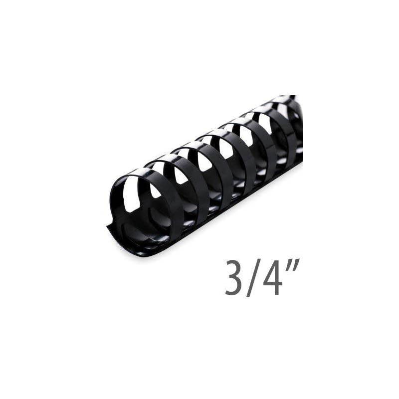 Plastic Comb Binding Spines, 3/4 Inch Diameter, Black, 150 Sheets, 100 Pack 13034