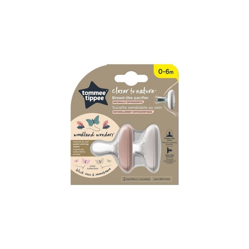 Tommee Tippee 2pk Breast Like Soother 0-6 Months - Blush/Moonbeam