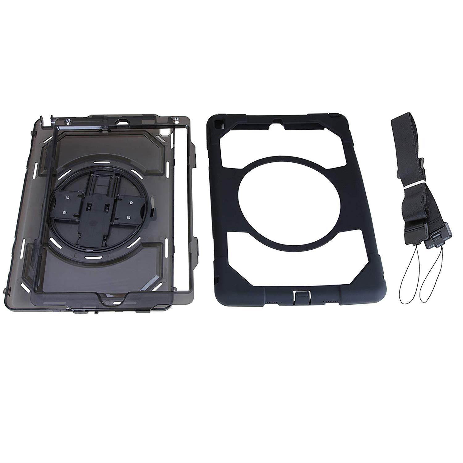 Cellular360 Multi-Functional Case for iPad Air 3 2019 / iPad Pro 10.5 with 360 Degrees Rotatable Stand, Adjustable Handle, Pencil Holder and Shoulder Strap (Black)