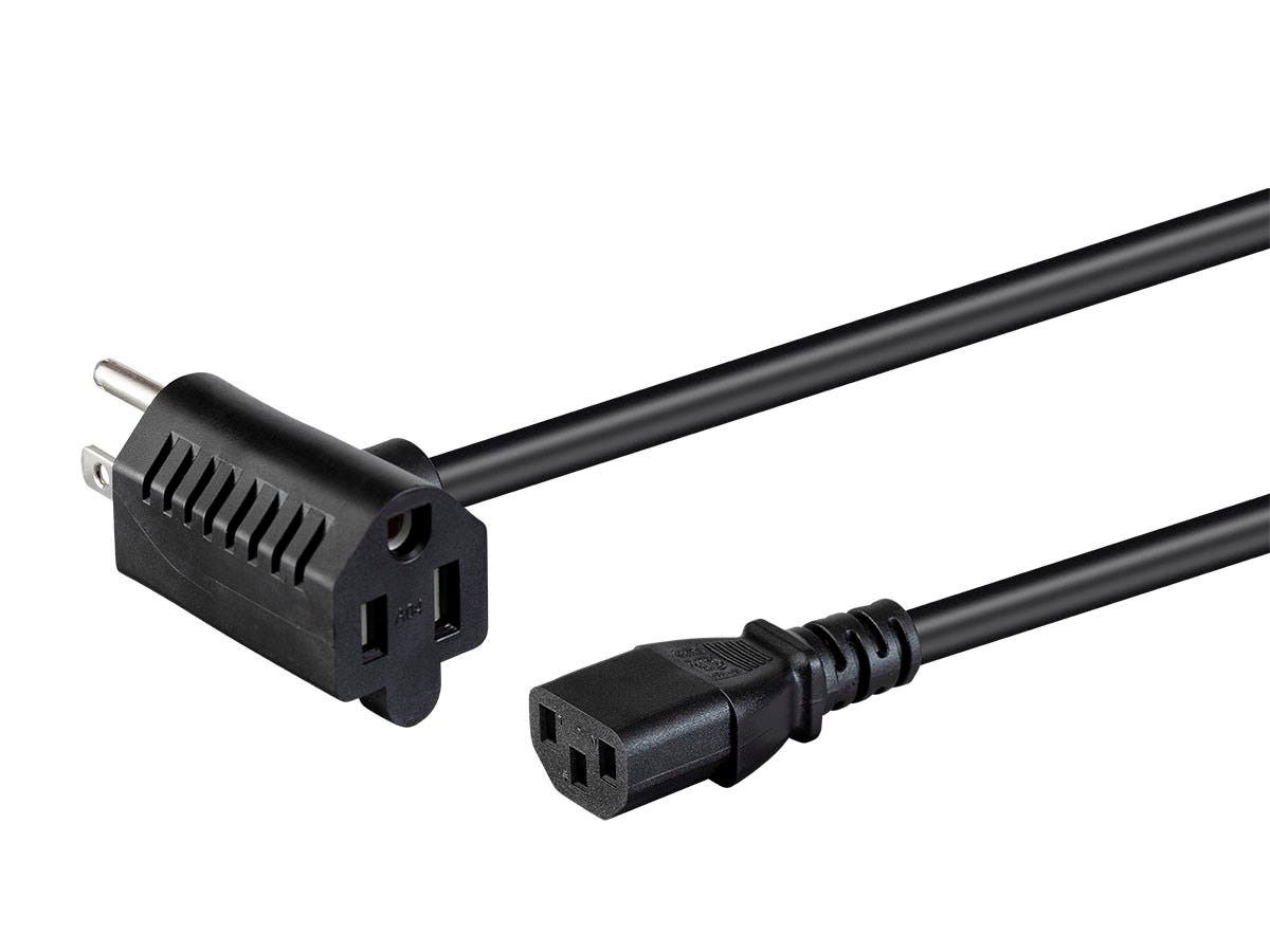 Monoprice Piggyback Extension Cord - 6 Feet - Black | NEMA 5-15P/R to IEC 60320 C13, 16AWG, 13A, SJT, 125V