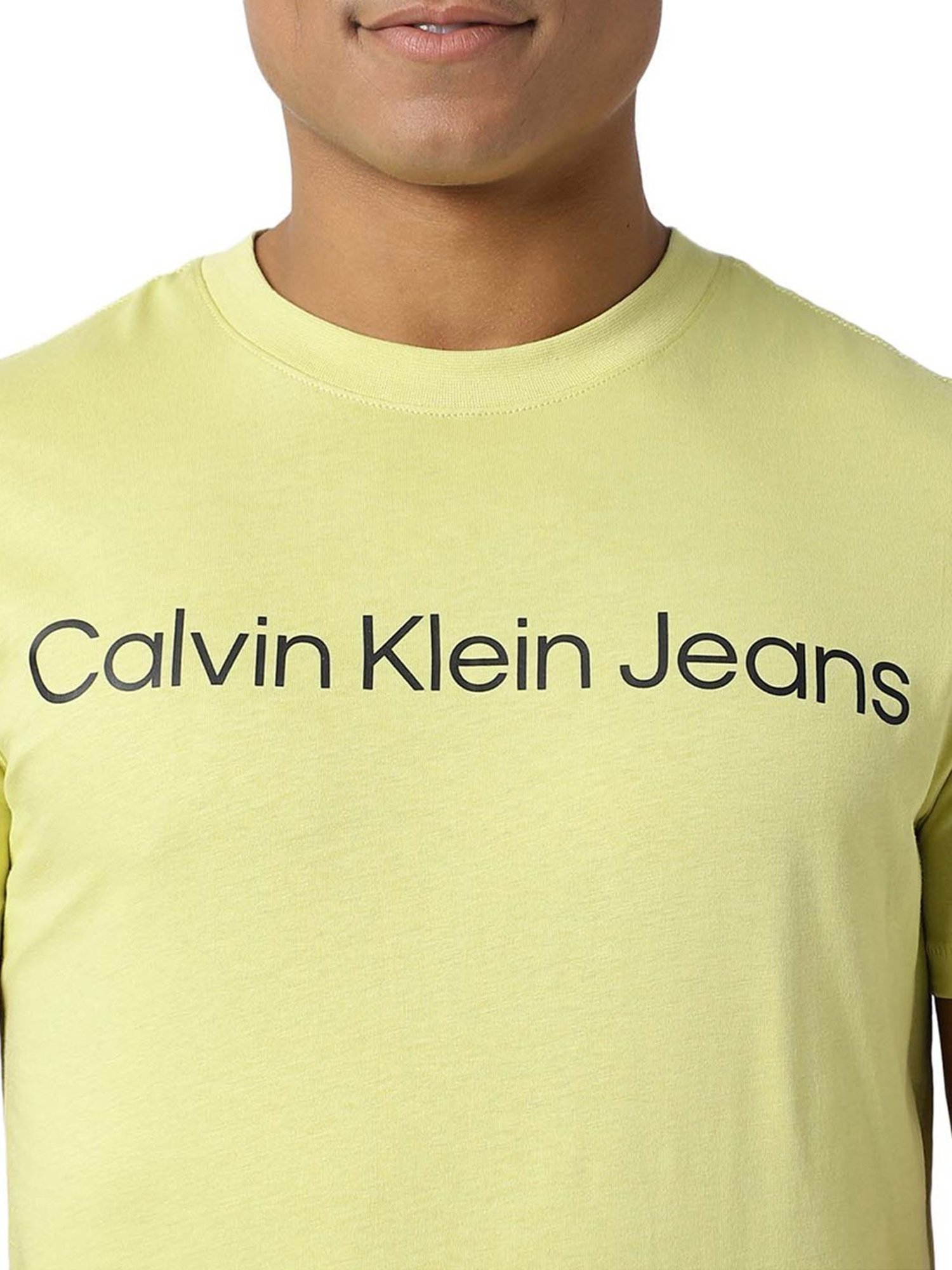 Calvin Klein Jeans Yellow Sand Logo Slim Fit T-Shirt