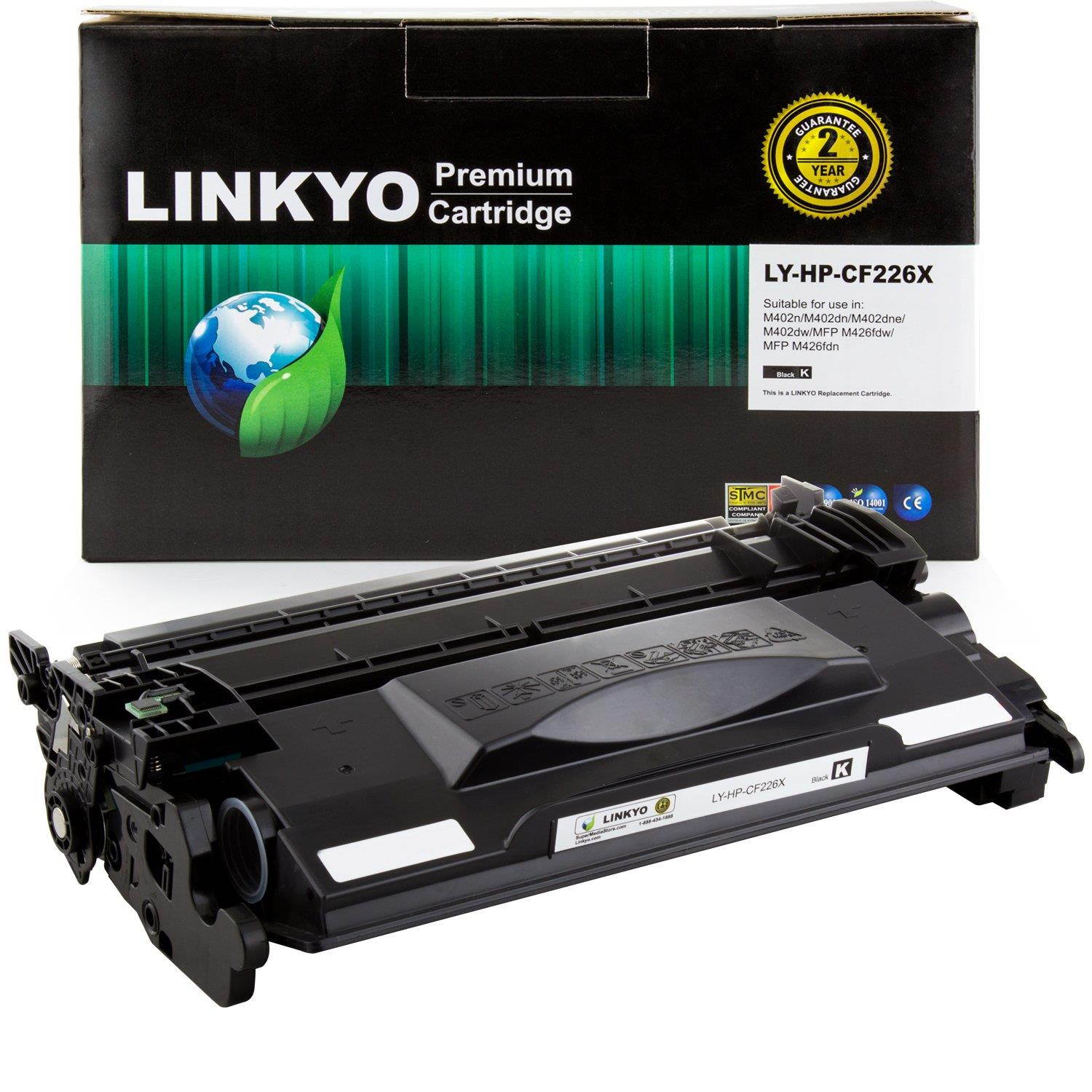 LINKYO Compatible Toner Cartridge Replacement for HP 26X CF226X (Black, High Yield)