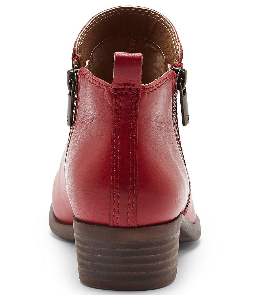 Lucky Brand Basel Smooth Leather Side Zip Block Heel Booties