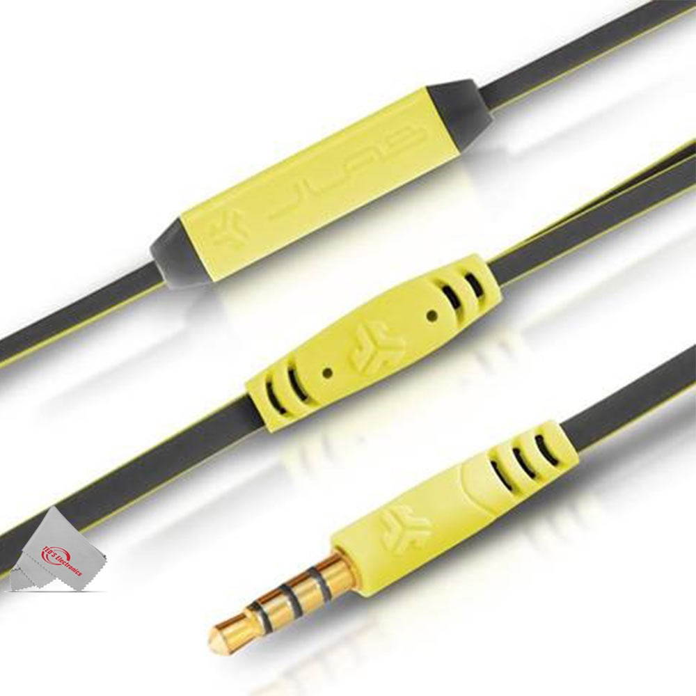 JLAB Diego Earbuds Yellow + Mic and Control Button Answer Calls, Play and Pause, Track Back and Forward Compatible with Apple Android BlackBerry Kindle and All