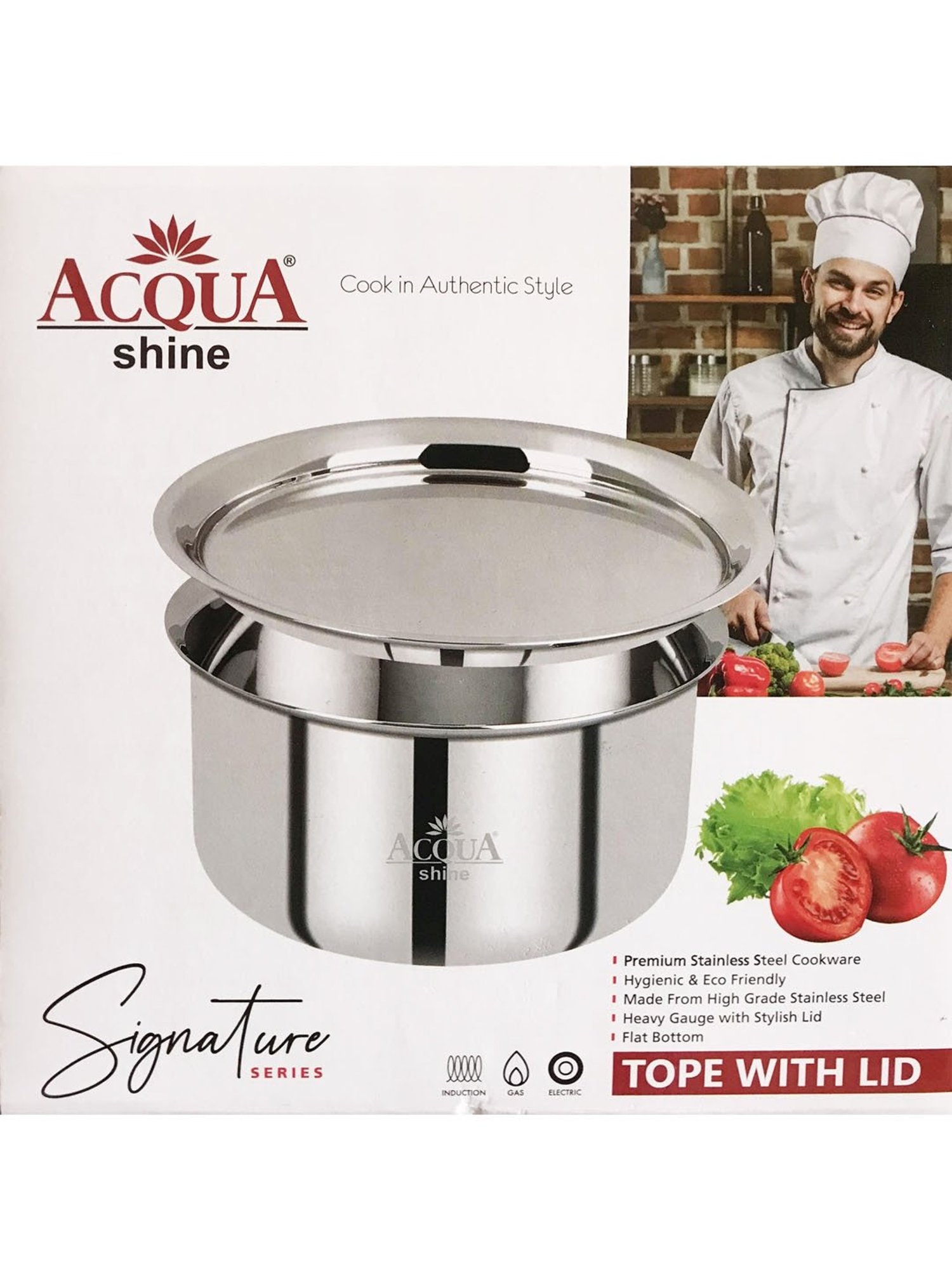 ACQUA SHINE Silver Stainless Steel 22 cm Tope With Lid (2700 ml) - Set of 1