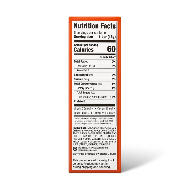 Organic Peach Raspberry Flavored Fruit Bar - 3.8oz/6ct - Good & Gather™