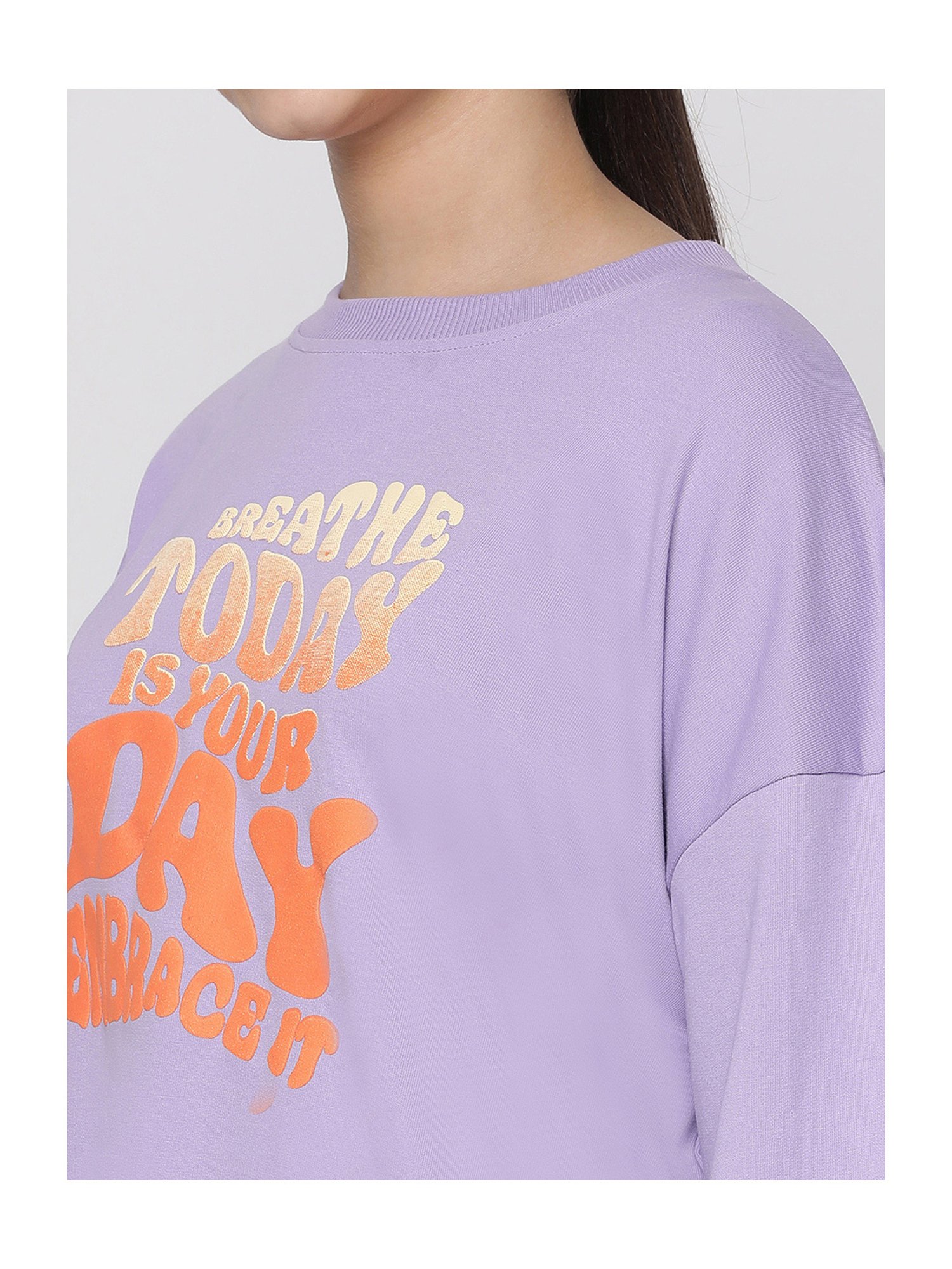 Lil Tomatoes Kids Purple Graphic Print Full Sleeves Sweatshirt